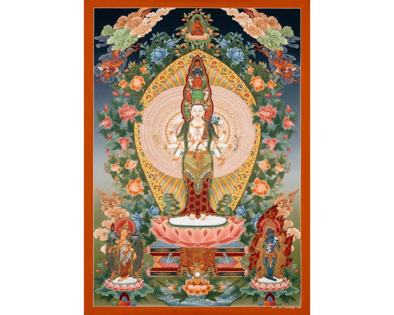 观音唐卡画布—唤起无条件的爱的精神艺术 - 墙贴/壁贴 - 其他材质 多色