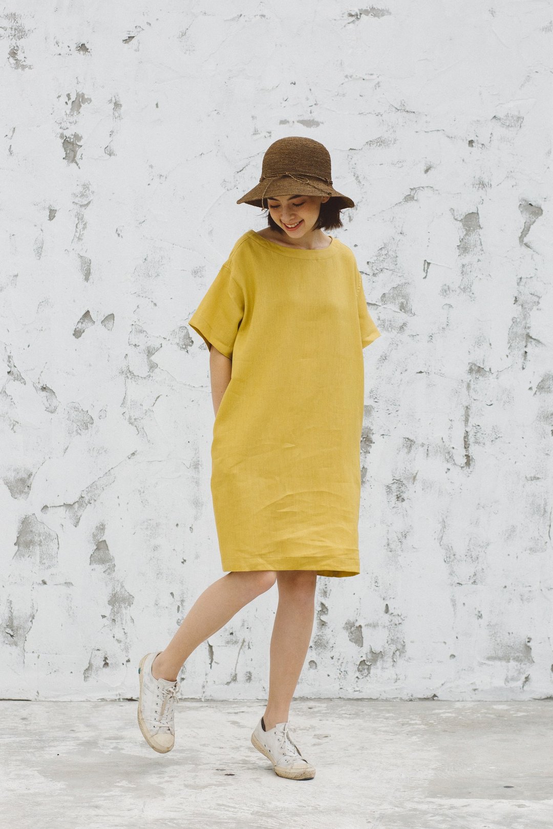 Sun-kissed Loose Dress in Mustard - 洋装/连衣裙 - 棉 黄色
