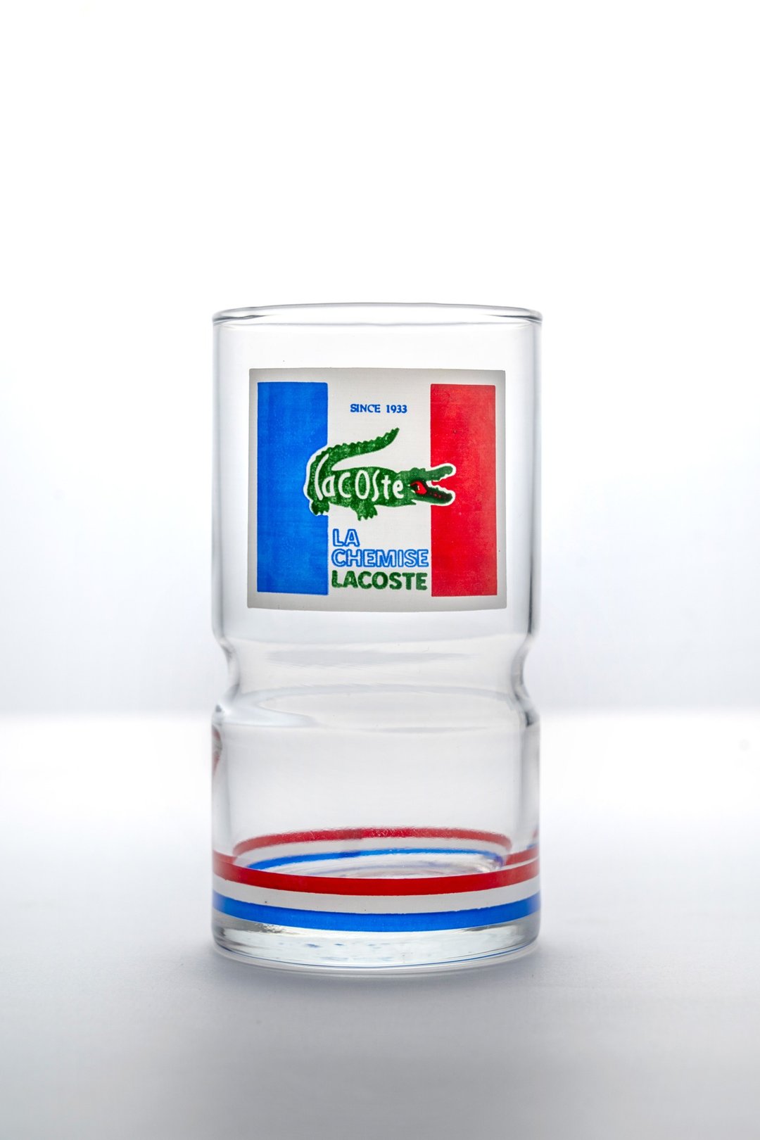 法国品牌 Lacoste 早期印花玻璃杯  中古良品 台湾包邮 - 玻璃杯 - 玻璃 透明