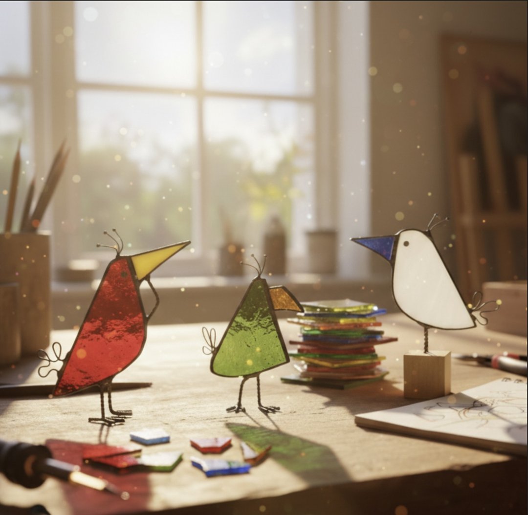玩转光影 | 蒂芙尼玻璃 Scrappy Birds 手作课程 三只一组 - 陶艺 - 玻璃 