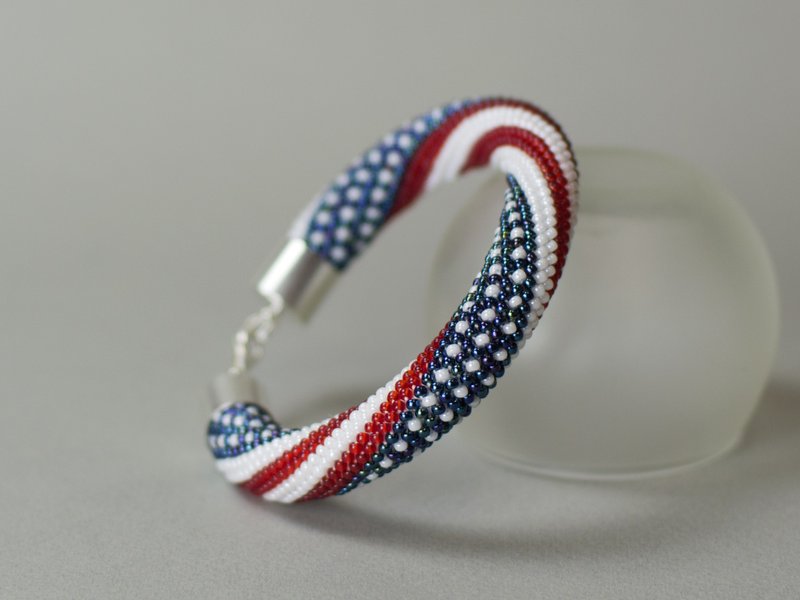 diy手作, DIY Material Pack, bracelet 4th july, DIY jewelry, 材料都幫你準備好了, DIY手作材料包 - 编织/刺绣/羊毛毡/裁缝 - 玻璃 蓝色