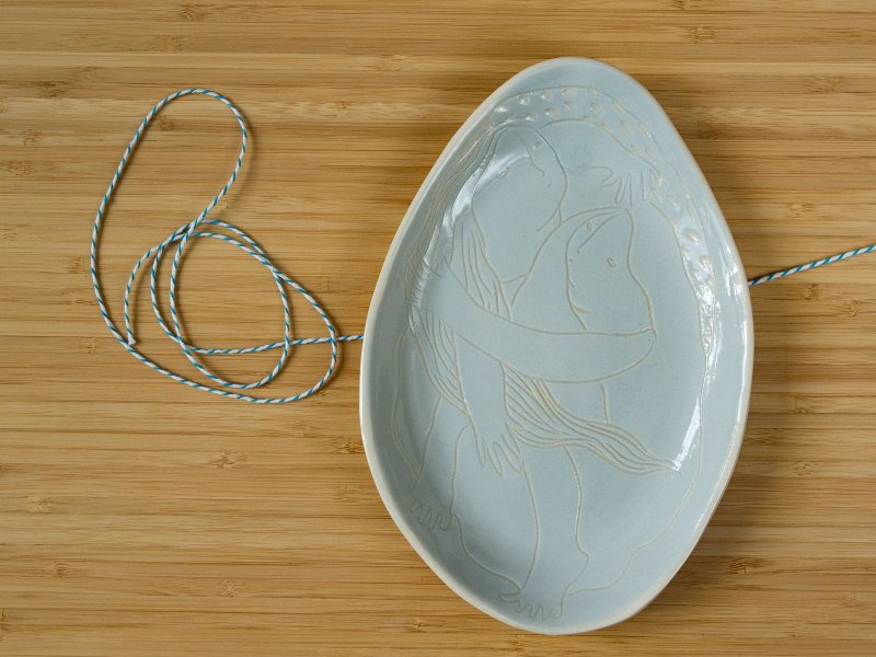 dodolulu 手工陶瓷浅口盘子／粉蓝色／Hugz - 花瓶/陶器 - 陶 蓝色