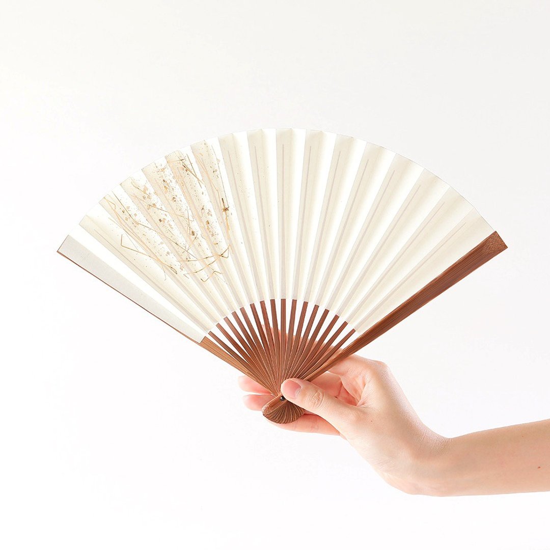 京扇子 箔图 image2 白 - 扇子 - 纸 白色