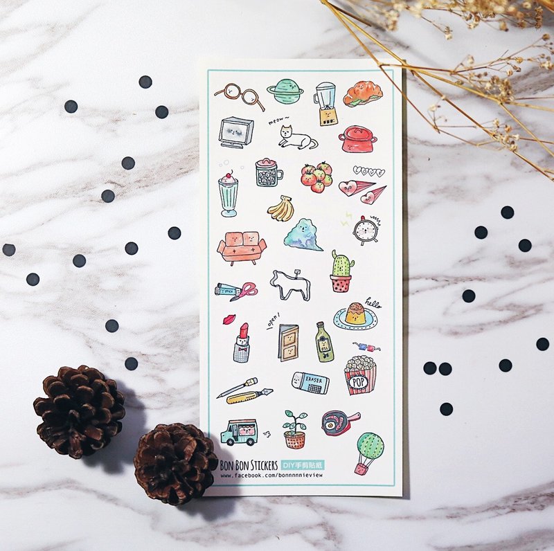 DIY手剪贴纸-有脸小物 - 贴纸 - 纸 