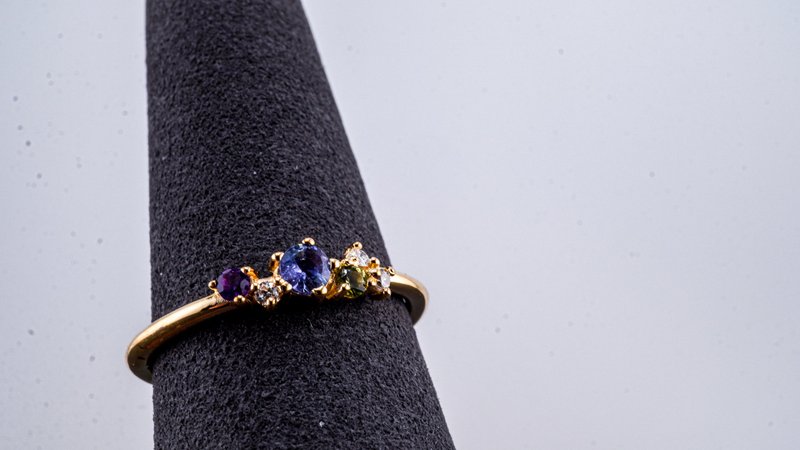 K18天然钻石多色戒指G-004 - 戒指 - 其他金属 金色