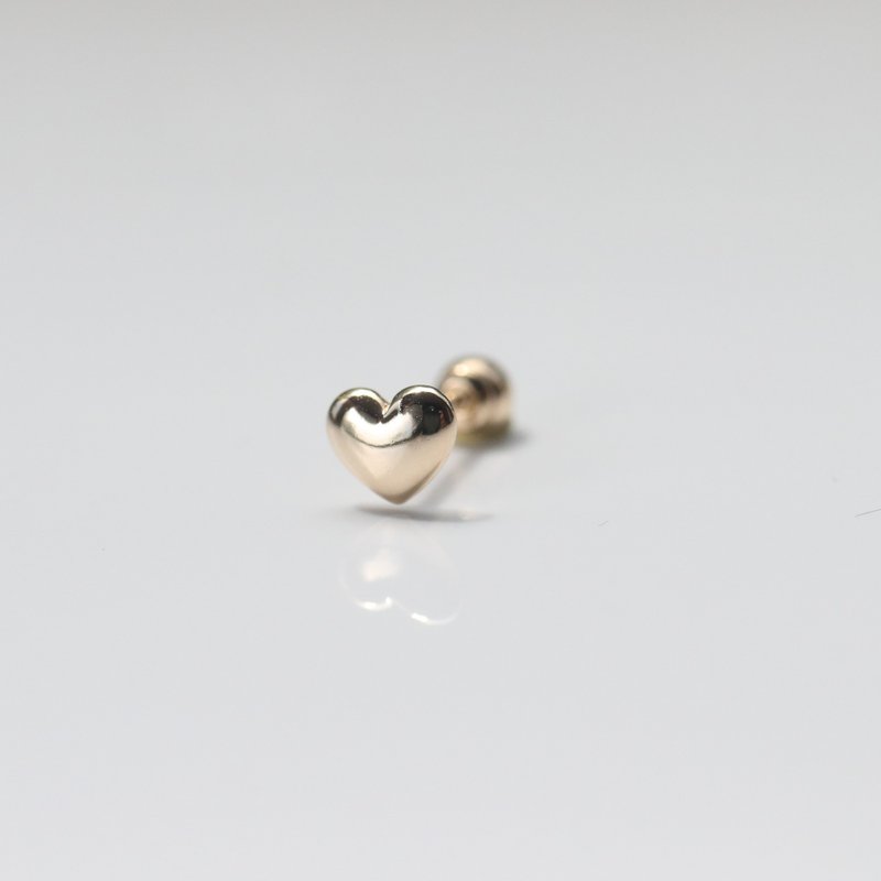 14K 立体小爱心转珠耳环(单个) - 耳环/耳夹 - 贵金属 金色