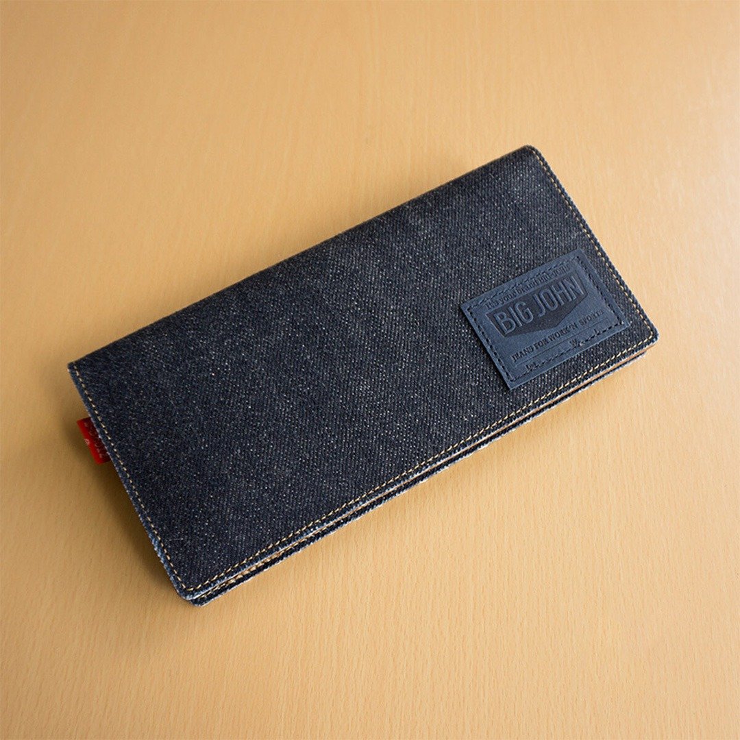Wallet [BIG JOHN x Seagull] Denim Leather Leather Long Wallet Purse Slim HC09K - 皮夹/钱包 - 其他材质 蓝色