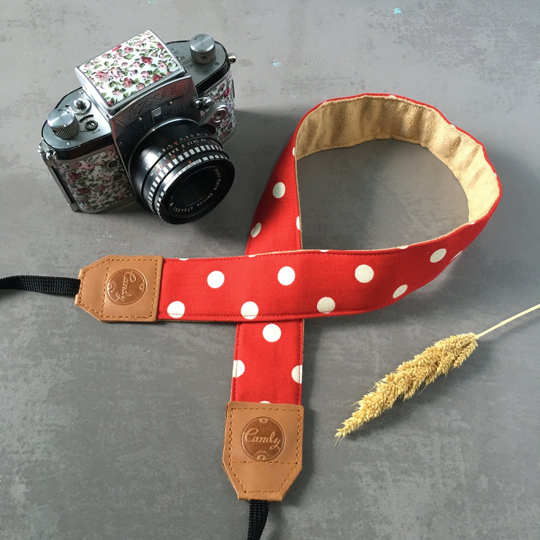 Red Polkadot Mirrorless or DSLR Camera Strap - 相机 - 棉 红色