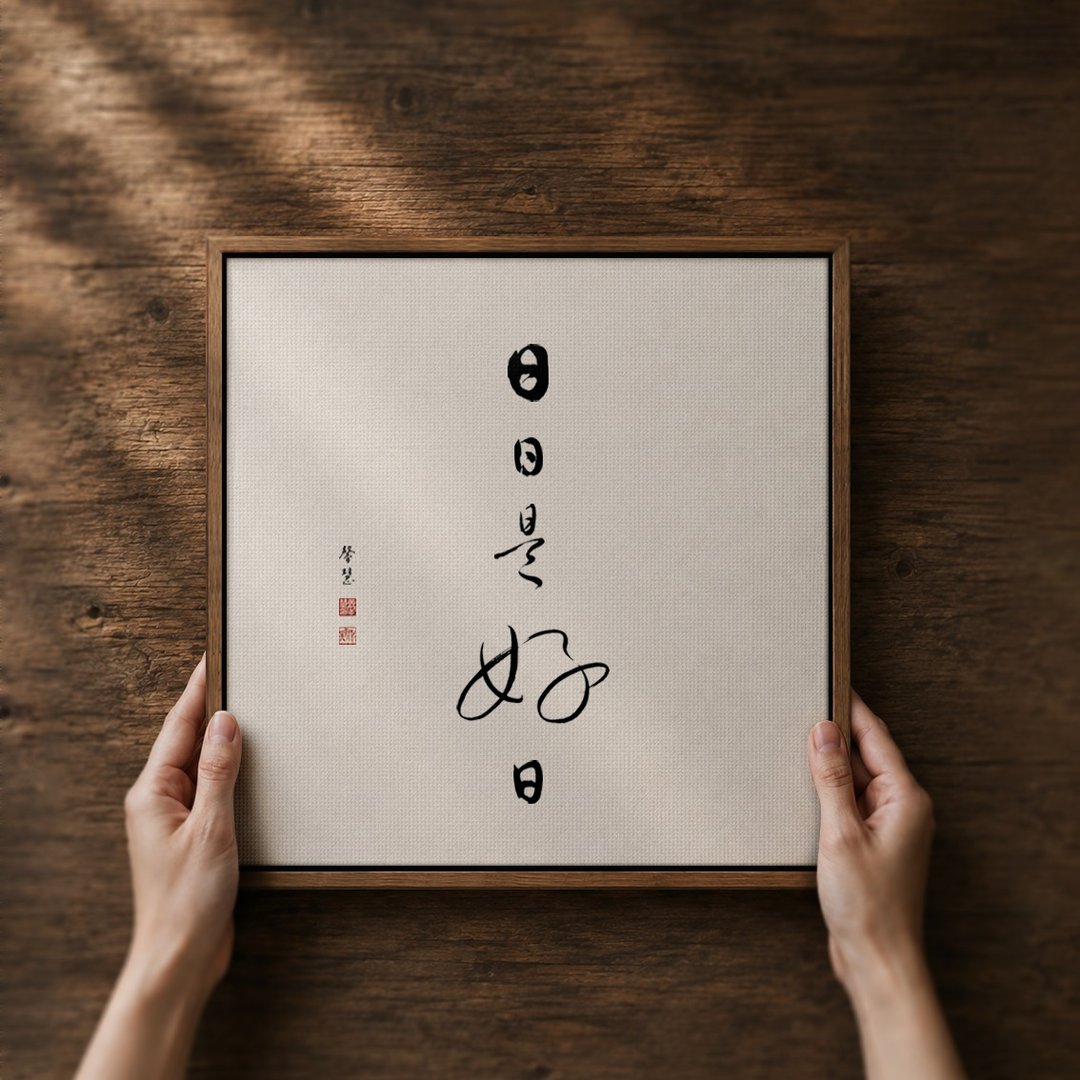 日日是好日 | 书法手写字复制画 胡桃木色实木框居家挂画 入厝 - 海报/装饰画/版画 - 木头 