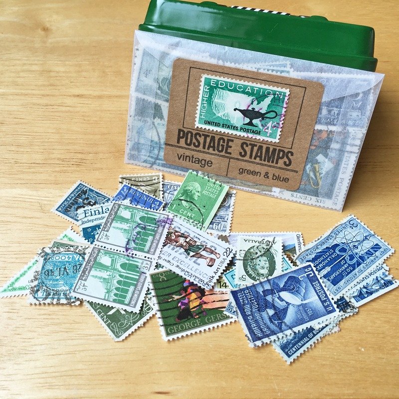 Saturday Morning Vintage / Postage Stamps 复古邮票(绿＋蓝) - 其他 - 纸 绿色