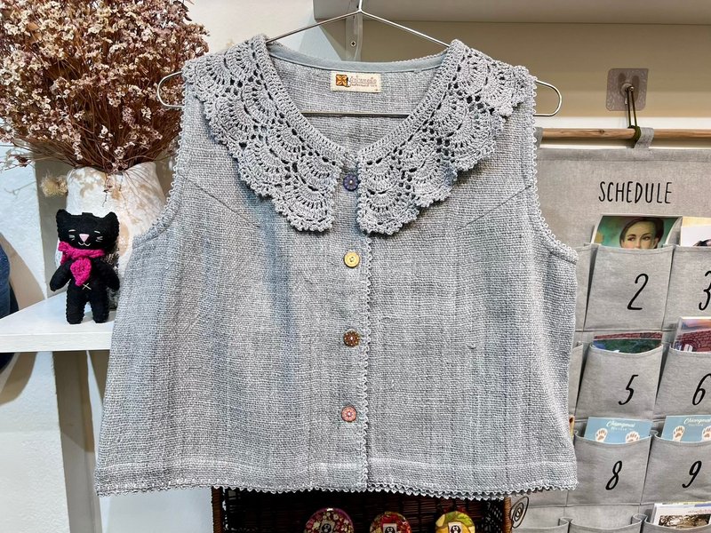 【Size M】复古风钩针领 - 女装上衣 - 棉．麻 多色