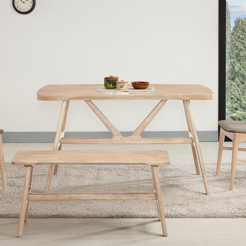 4.5尺餐桌 洗白实木 (劳伦斯)居家布置 - 餐桌/书桌 - 木头 黄色