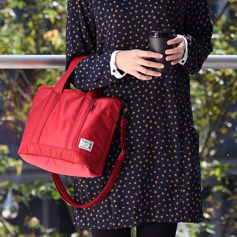 Boeffies Fantastic 柔感经典轻量2way托特包 - 玫瑰红 TOTE BAG - 侧背包/斜挎包 - 聚酯纤维 红色