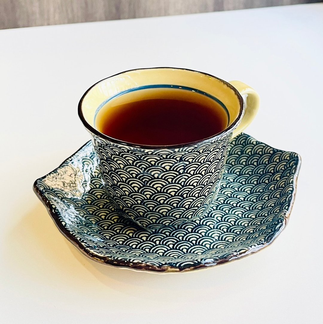 【职人手绘】手绘青海波咖啡杯盘组 - 咖啡壶/周边 - 陶 蓝色