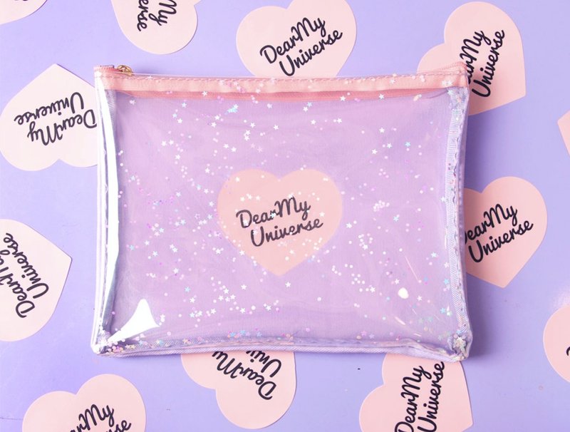 闪耀心心化妆包 - 手拿包 - 塑料 紫色