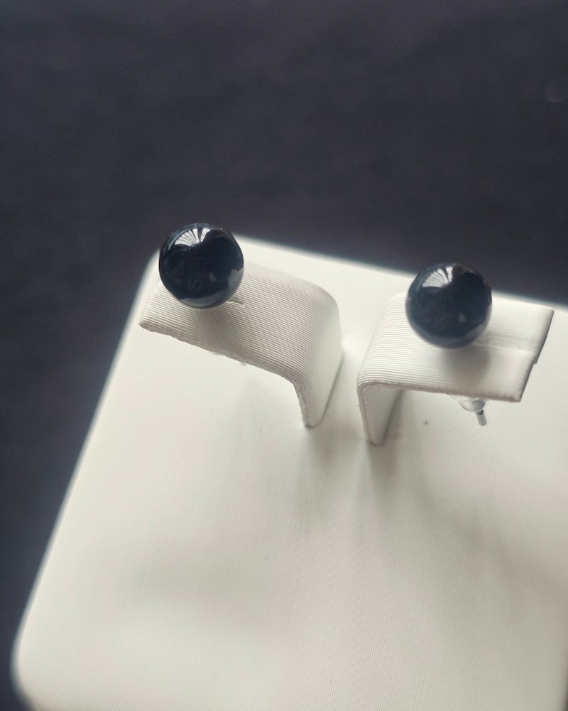 简而美--黑玛瑙耳环 - 耳环/耳夹 - 半宝石 黑色