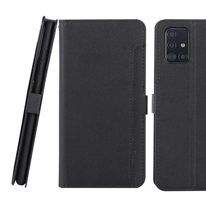 CASE SHOP SAMSUNG Galaxy A71前插卡侧立式皮套-黑4716779661507 - 手机壳/手机套 - 人造皮革 黑色