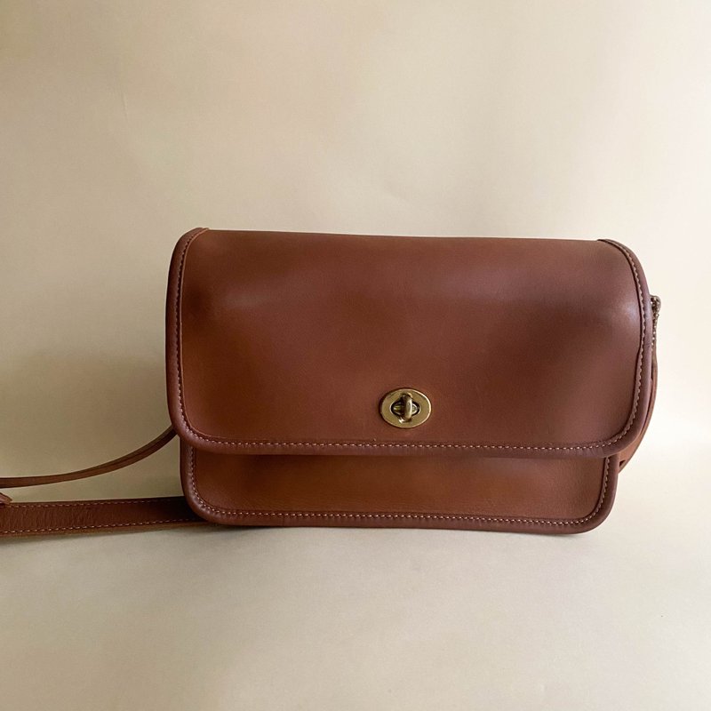 中古Coach│斜背包│侧背包│单肩包│真皮│女友礼物│ - 侧背包/斜挎包 - 真皮 咖啡色