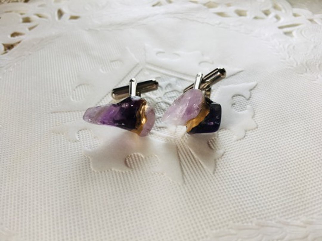 Amethyst Kintsugi Cufflinks - 袖扣 - 宝石 