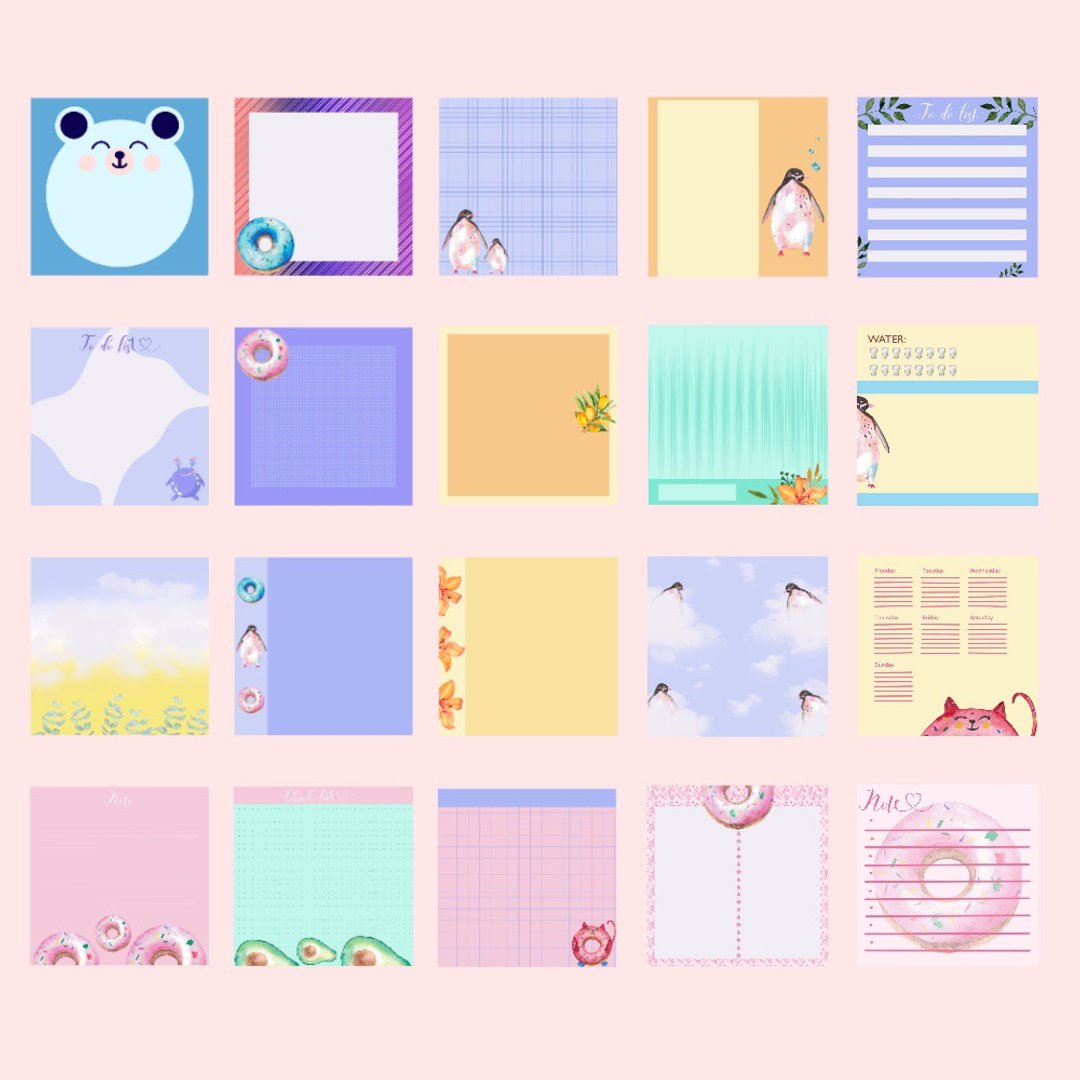Digital Memo pad Pastel color for planner, notebook or print - 电子手帐及素材 - 其他材质 