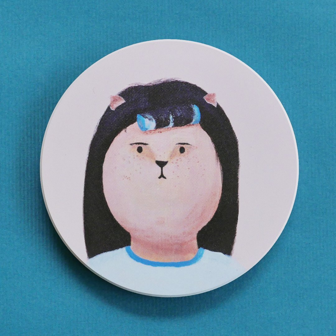 某高中女同学咪某猫咪陶瓷吸水杯垫 - 杯垫 - 陶 多色