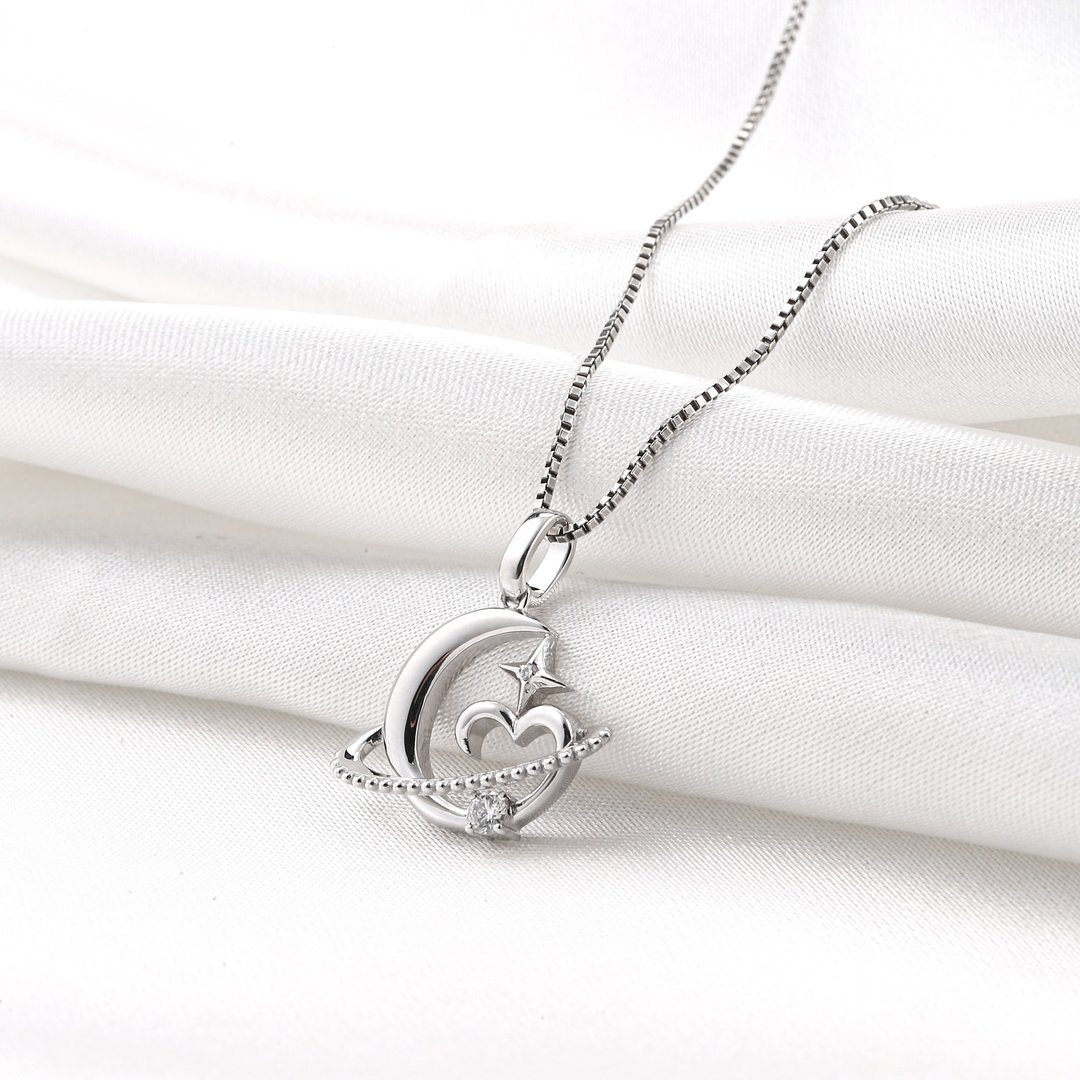 【Dicha Jewellery x Couple Murmur】18K镀金恋爱星球纯银项链 - 项链 - 银 银色