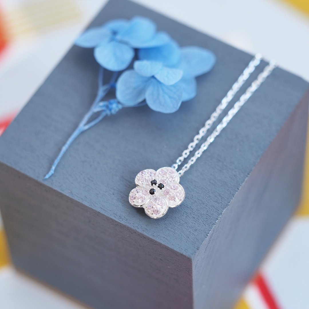 Cherry Blossoms Cherry Blossoms Necklace Silver 925 - 项链 - 其他金属 粉红色