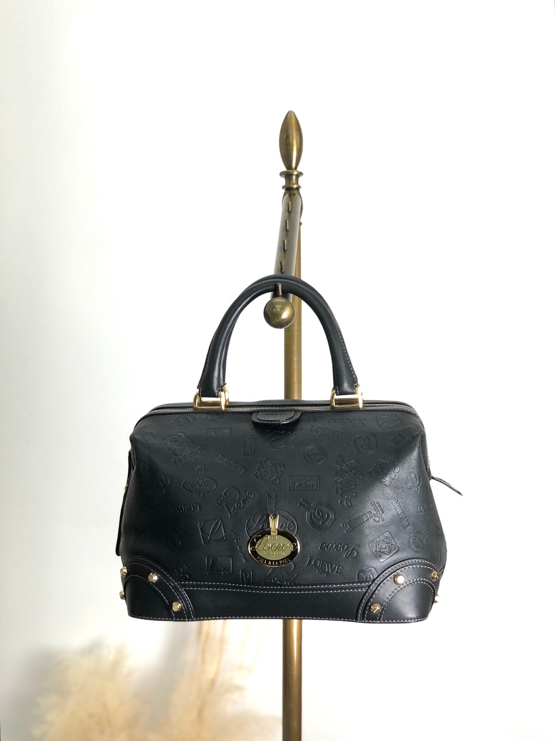 【日本直送 品牌二手包】LOEWE手提包黑皮革迷你波士顿包 160周年复古 cx5sz7 - 手提包/手提袋 - 真皮 黑色