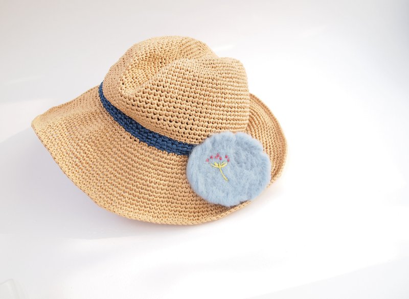 花朵别针 - 胸针 - 棉．麻 蓝色