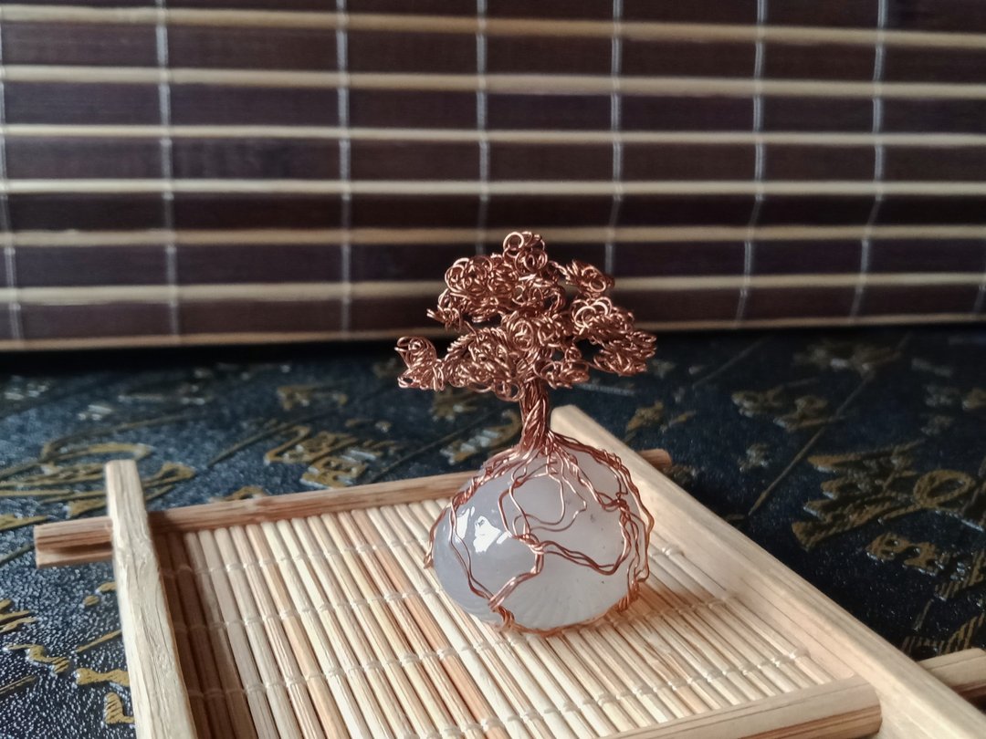 佚名山河。摆饰。生命树。玛瑙。巴欧巴树。金属编织 - 摆饰 - 水晶 咖啡色
