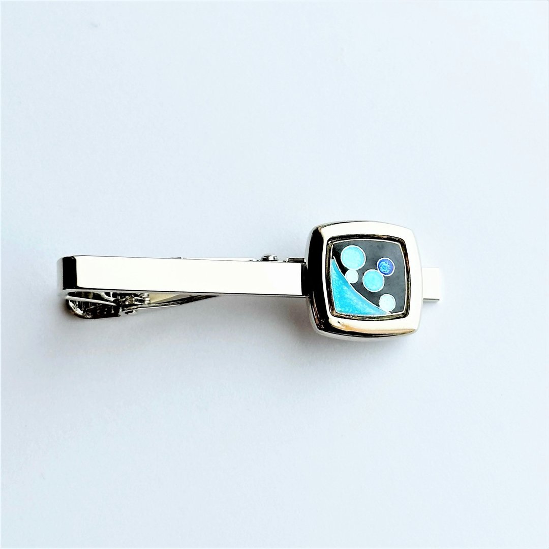 行星【海蓝宝石 Aquamarine】 景泰蓝领带夹 纯银胎金属景泰蓝 - 领带/领带夹 - 其他材质 蓝色