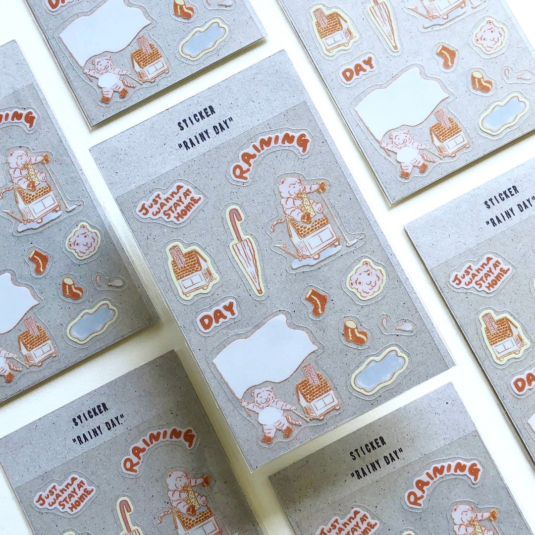 家虎荔枝的雨天 | 迷你透明贴纸 - 贴纸 - 塑料 多色