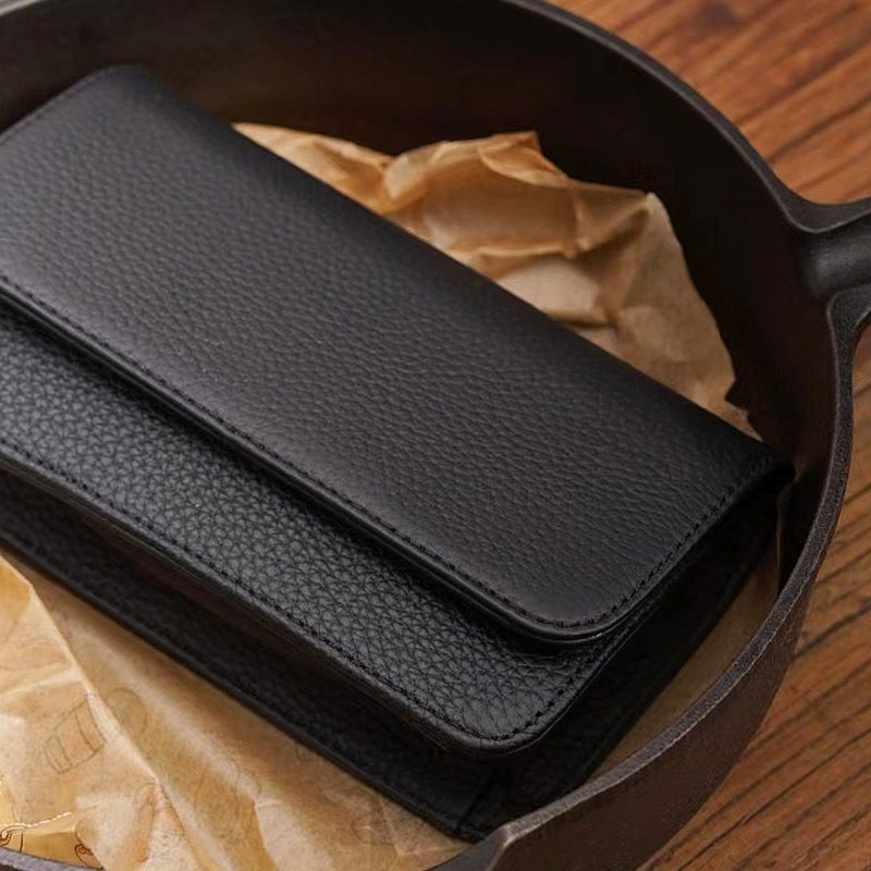 原创简约夹心可颂风琴包 头层真皮女士豆腐包 牛皮单肩斜挎方包 - 侧背包/斜挎包 - 真皮 黑色