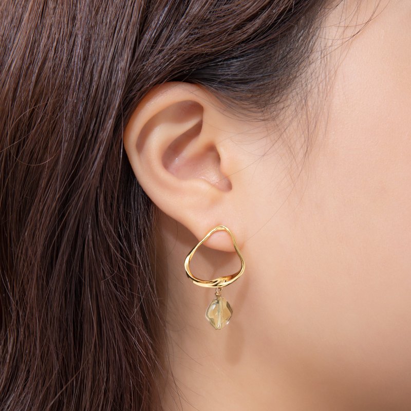 丝缎黄水晶耳环 - 耳环/耳夹 - 水晶 