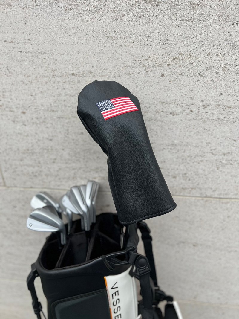 【Tee Time Golf 】 美国国旗高尔夫球杆套 Driver Headcover  一 - 运动配件 - 人造皮革 黑色