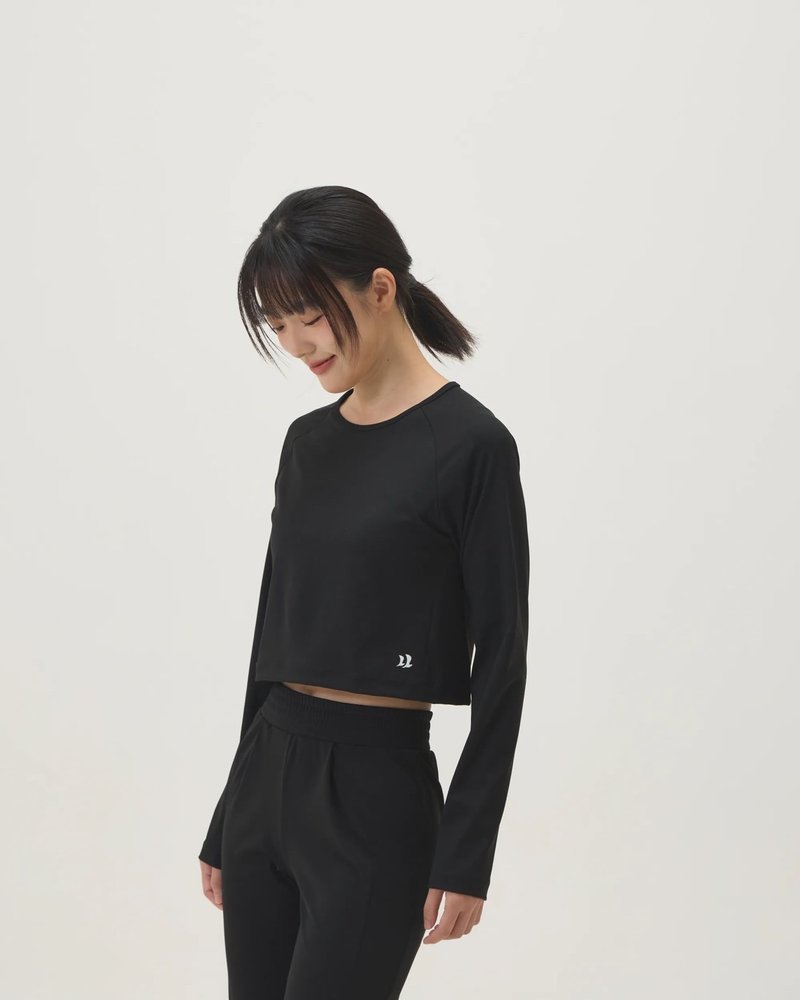 修身舒适弹性上衣 (黑) - 女装上衣 - 尼龙 黑色