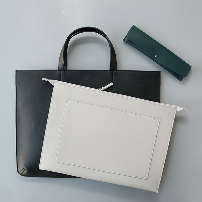 韩国 ithinkso 13寸皮质拉链收纳袋DOCUMENT ZIP POUCH _ 13"(L)  _ White - 平板/电脑保护壳 - 真皮 白色