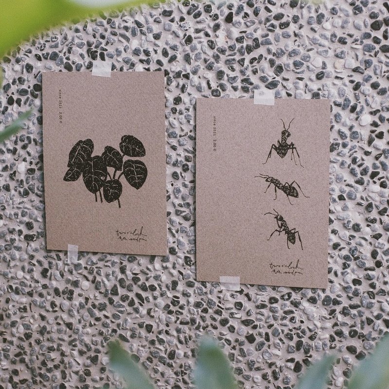 友好符号の乱入生物 / 明信片附信封 / 单购或二入优惠组 - 卡片/明信片 - 纸 咖啡色