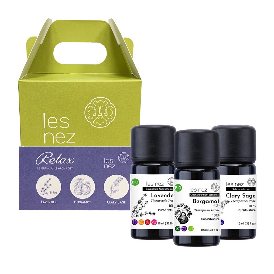 【Les nez 香鼻子】Relax 舒压无忧 精油礼盒 (赠榉木香氛柱) - 香薰/精油/线香 - 精油 黑色