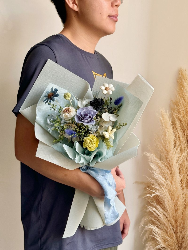 青青 永生花束 情人节花束 毕业花束 - 干燥花/捧花 - 植物．花 蓝色