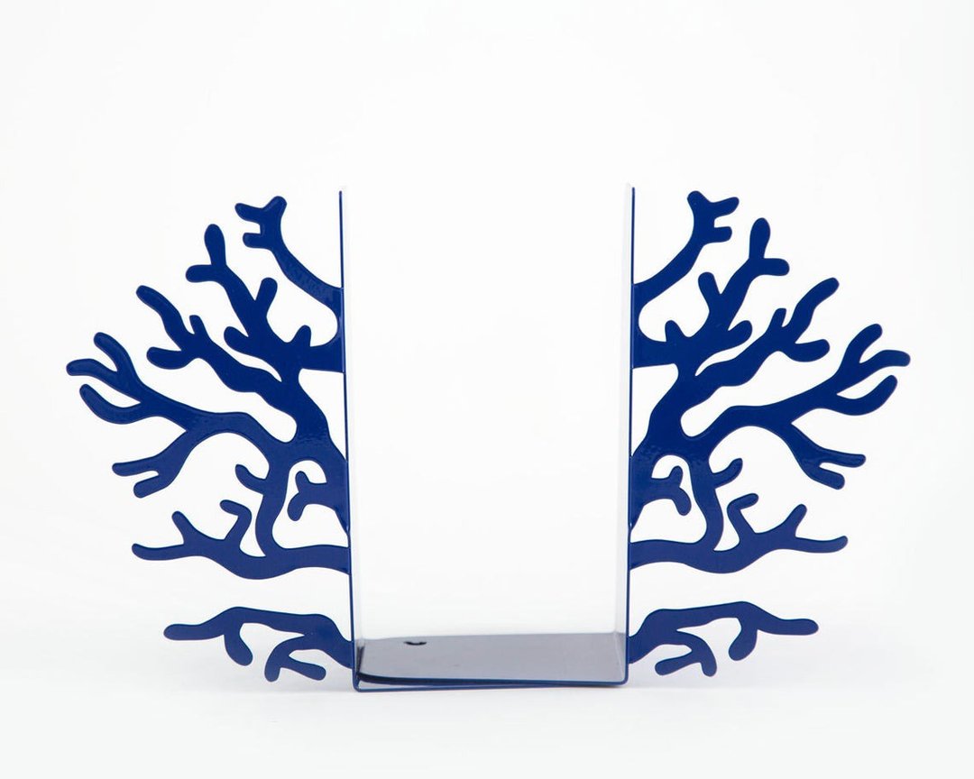 Decorative Metal Bookends - Corals Dark Blue edition - functional decor for home - 摆饰 - 其他材质 蓝色