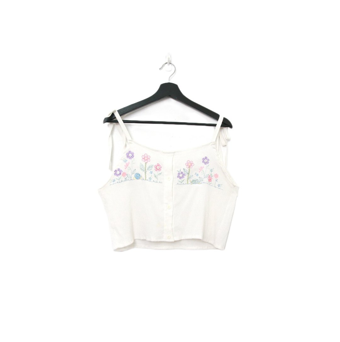 Back to Green-再制绑带刺绣 彩色向日葵 sv-42/ vintage vest - 女装背心 - 棉．麻 