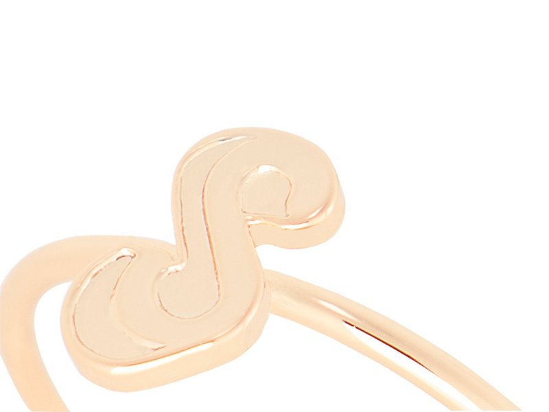 英文字母 S 纯银镀金戒指 (单只) - 戒指 - 纯银 金色