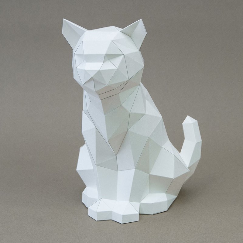 DIY手作3D纸模型摆饰 肥猫系列 -米克斯猫&小小米克斯猫(4色可选) - 玩偶/公仔 - 纸 卡其色