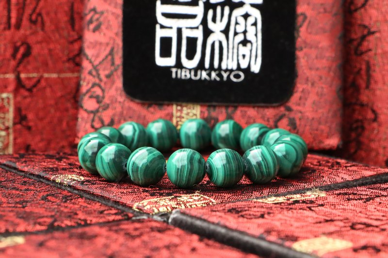 原矿天然孔雀石手珠 12mm 矿石 玉石 佛珠 念珠 母亲节礼物 设计 - 手链/手环 - 玉石 