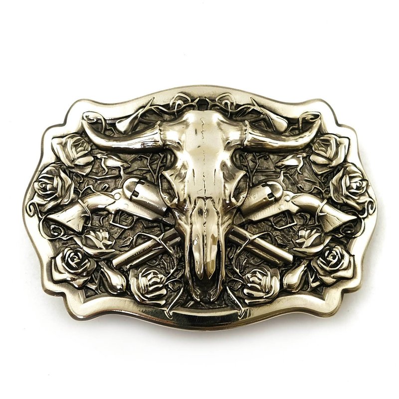 Buffalo soild german silver belt buckle, Western nickel silver belt accessory - 皮带/腰带 - 其他材质 银色