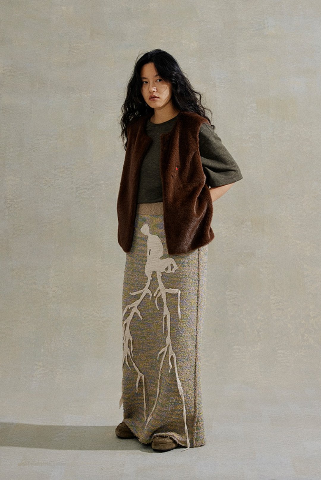 Kneeling knitted skirt 跪地生根 双面穿针织裙 - 裙子 - 其他材质 黄色
