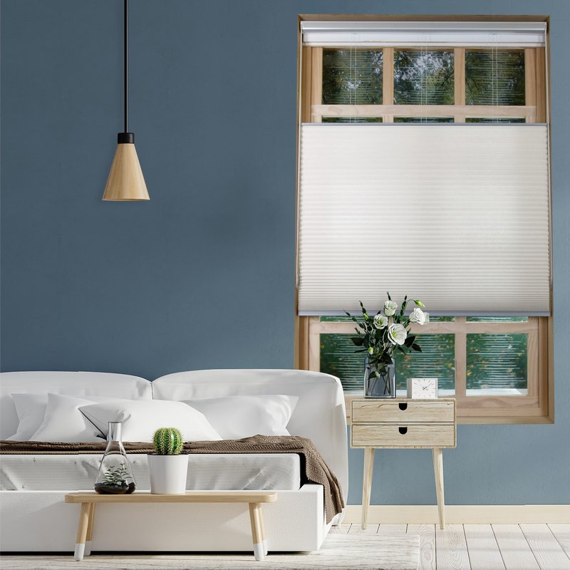 珍珠上下开合双循环珠链半遮光蜂巢帘 (White Dove) - 门帘/门牌 - 聚酯纤维 