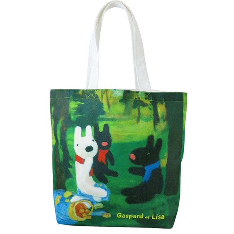 《丽莎和卡斯柏》帆布托特包-草地上的野餐 - 侧背包/斜挎包 - 其他材质 绿色