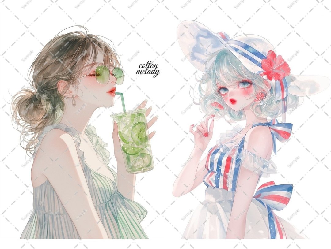 original sticker no.6357 人物贴纸 原创贴纸 人物贴纸 女孩贴纸 原创人物贴纸 - 贴纸 - 纸 
